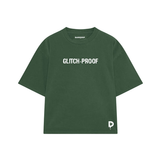 "GLITCH-PROOF" green T-shirt
